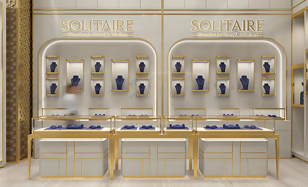 display case with glass doors