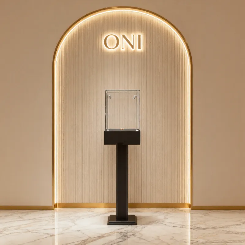 black glass display case