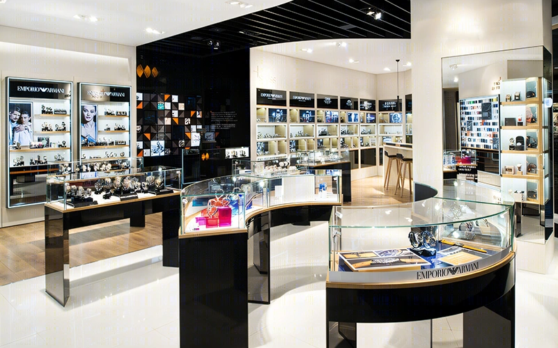 custom watch kiosk design for shopping mall