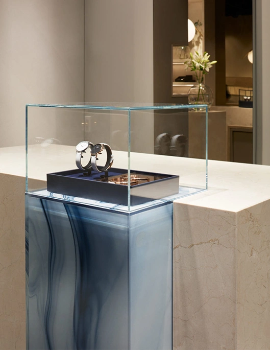 enclosed glass display case