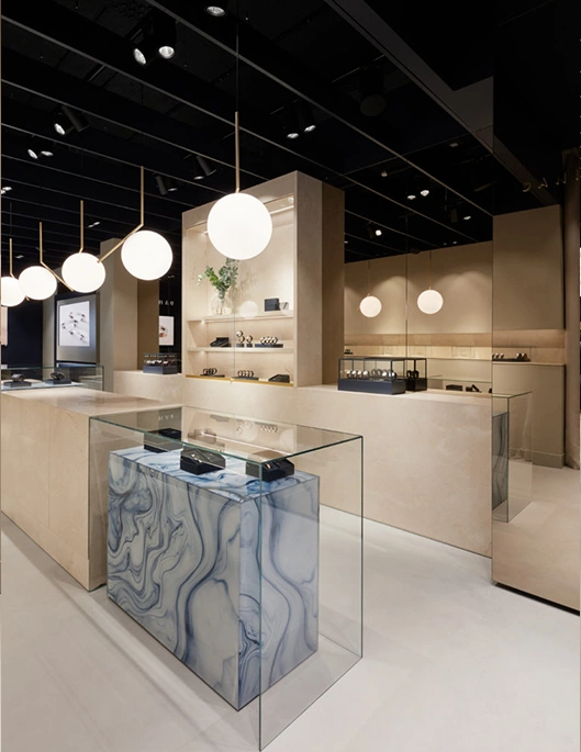 glass display desk