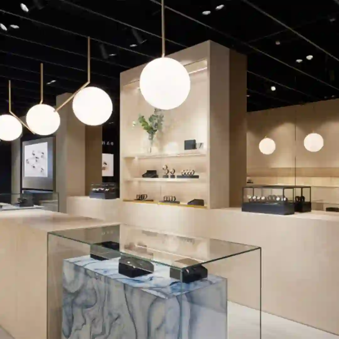 ONI Shopfitting Marble Base Watch Display Cabinets for Luxury Watch Store Fixtures
