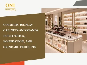 Cosmetic Display Cabinets and Stands for Lipstick, Foundation, and Skincare Products