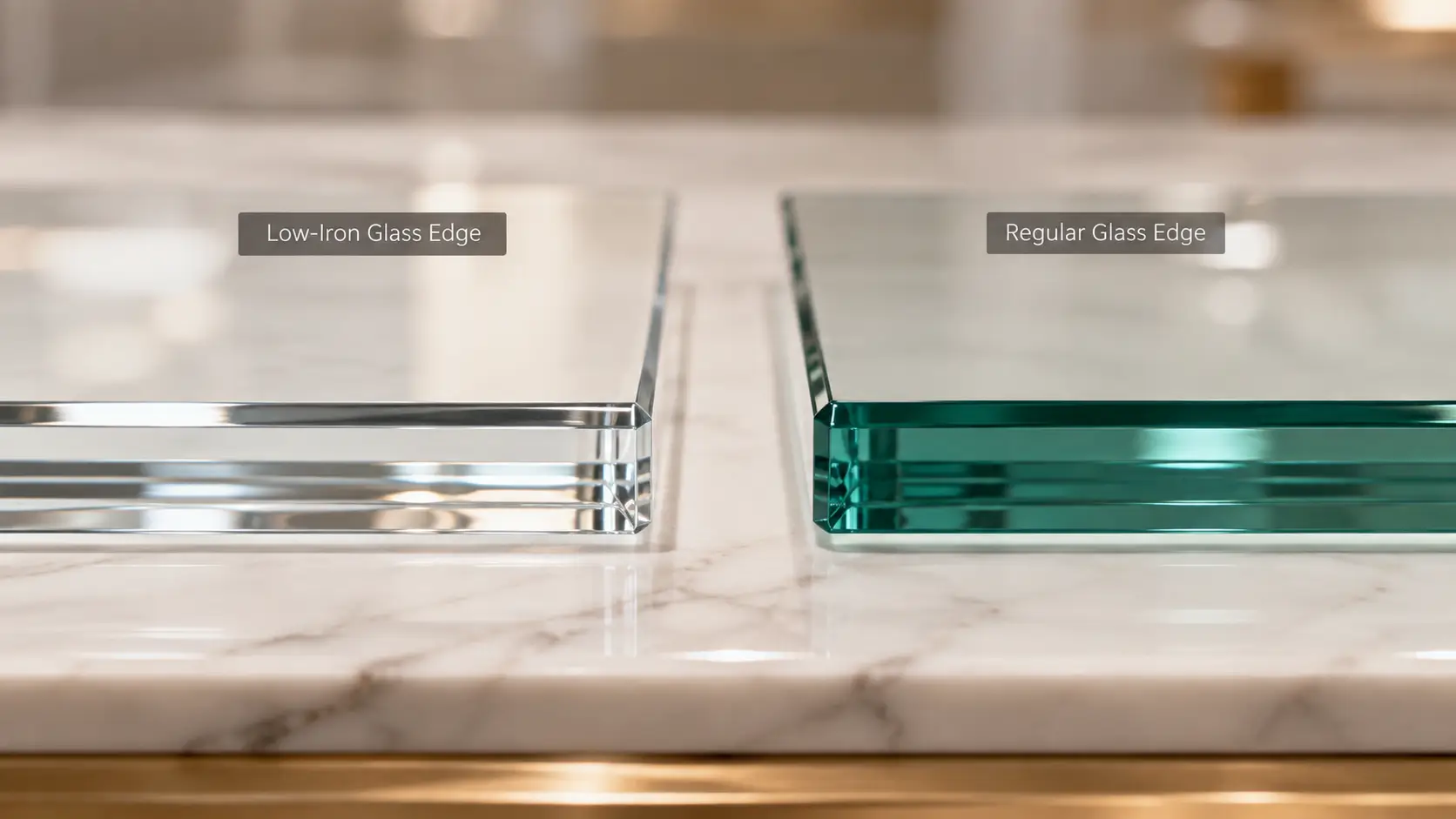 Low-Iron Glass vs Regular Glass Edge Color