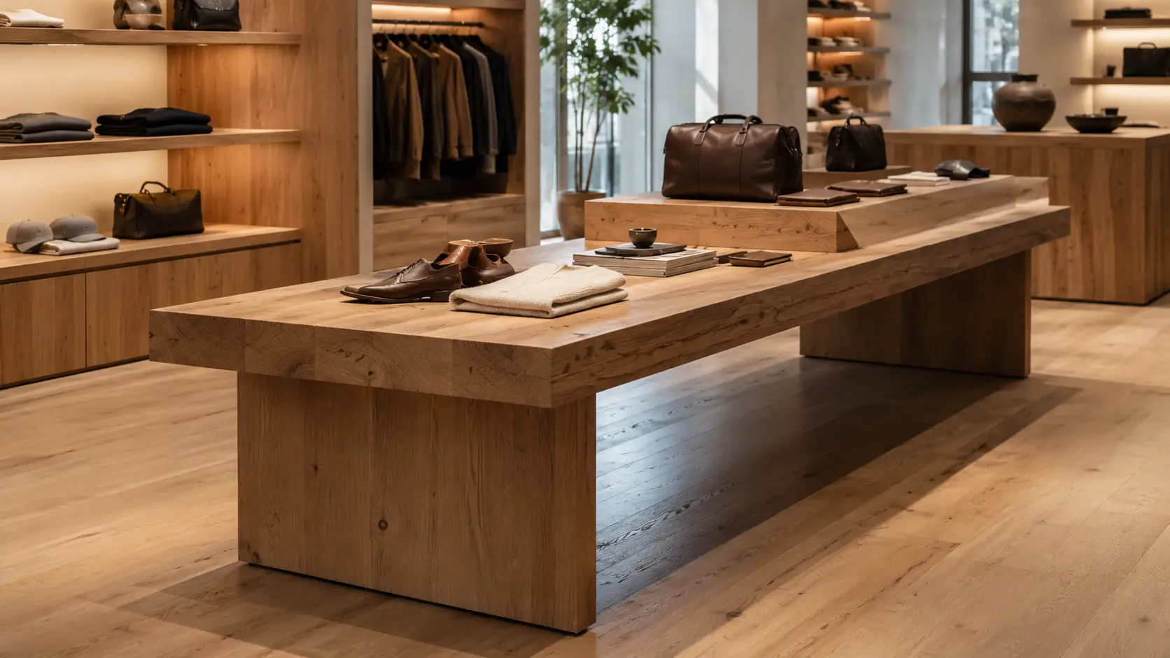 Custom wood retail fixtures